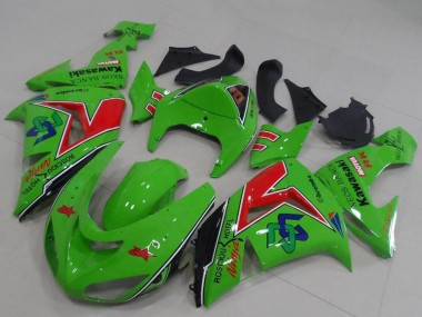 2005-2006 Green Red Black ENEOS Banca Kawasaki ZX6R Motorcycle Fairings
