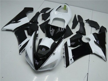 2005-2006 White Glossy Black Kawasaki ZX6R Motorcycle Fairings