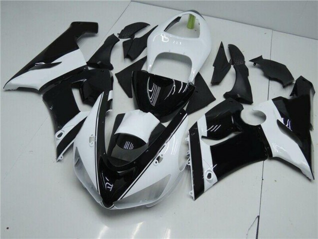2005-2006 White Glossy Black Kawasaki ZX6R Motorcycle Fairings