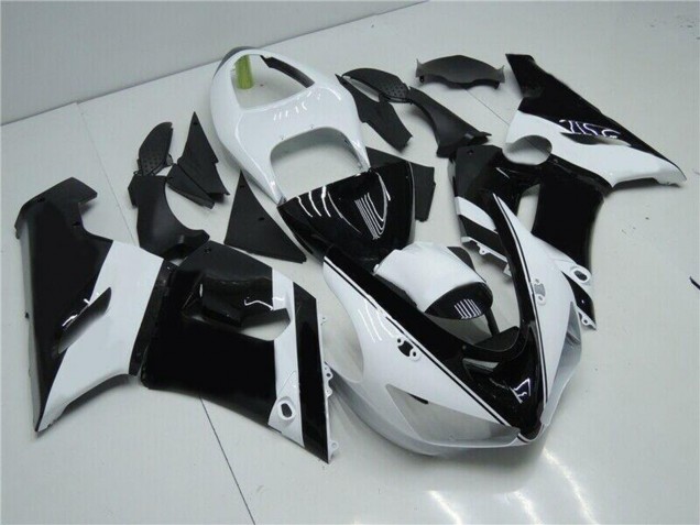 2005-2006 White Glossy Black Kawasaki ZX6R Motorcycle Fairings