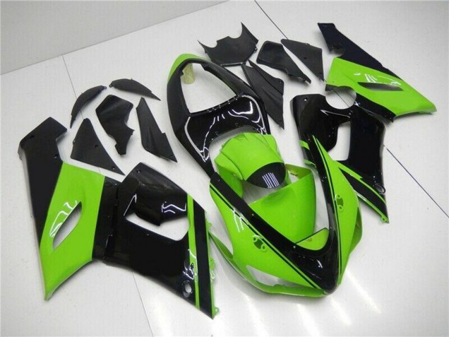 2005-2006 Green Glossy Black Kawasaki ZX6R Motorcycle Fairing