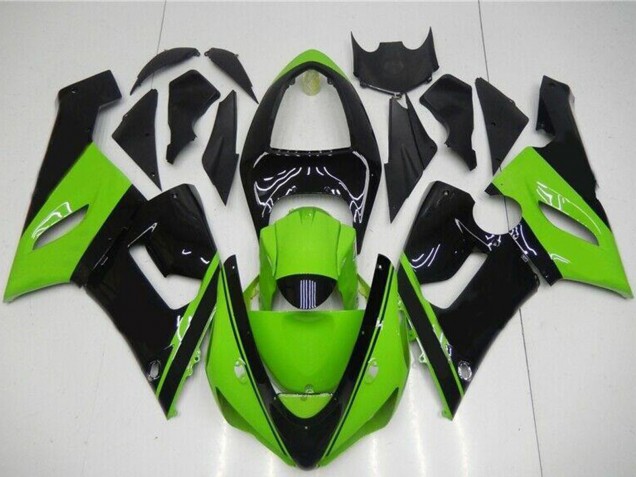 2005-2006 Green Glossy Black Kawasaki ZX6R Motorcycle Fairing