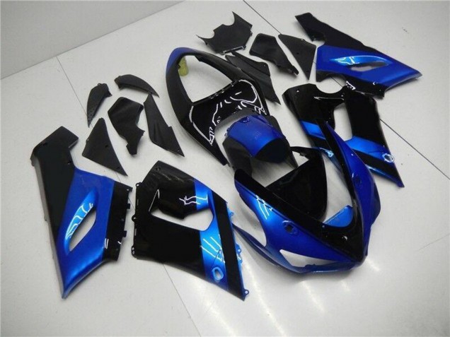 2005-2006 Blue Glossy Black Kawasaki ZX6R Motorcycle Fairing Kits