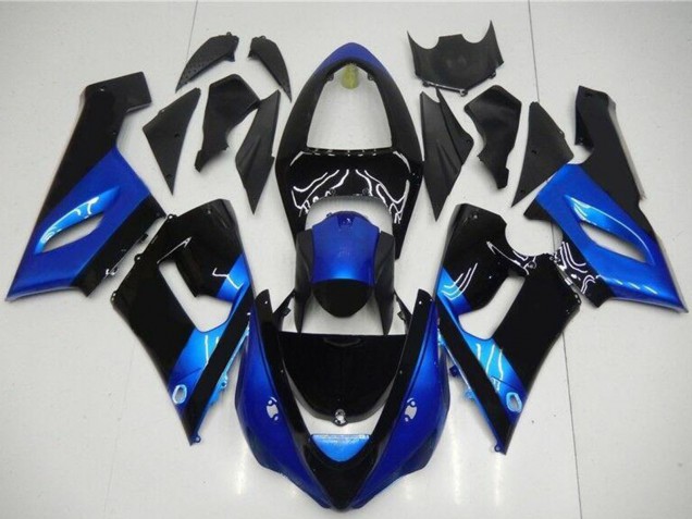 2005-2006 Blue Glossy Black Kawasaki ZX6R Motorcycle Fairing Kits