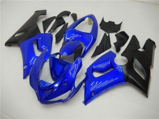2005-2006 Blue Matte Black Kawasaki ZX6R Motorcycle Fairings