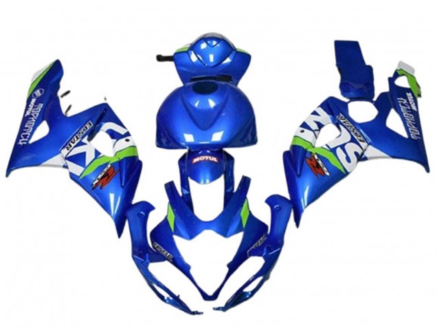 2005-2006 Blue Green White Motul Suzuki GSXR 1000 Motorcycle Fairings