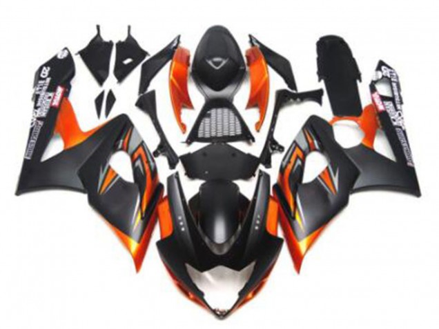 2005-2006 Glossy Black Matte Black Black Orange Suzuki GSXR 1000 Motorcycle Fairings