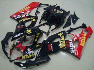 2005-2006 Glossy Black Red Gold Rizla Suzuki GSXR 1000 Motorcycle Fairings