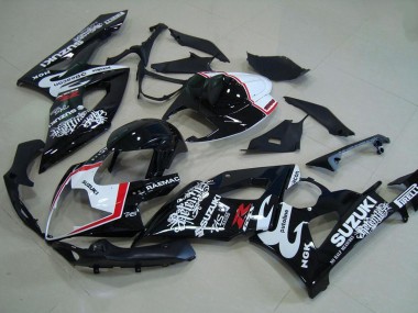 2005-2006 Glossy Black White Red Relentless Suzuki GSXR 1000 Motorcycle Fairings