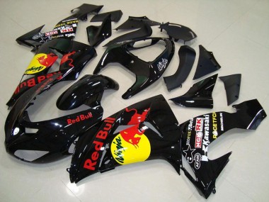 2006-2007 Glossy Black Yellow Red Bull Kawasaki ZX10R Motorcycle Fairings