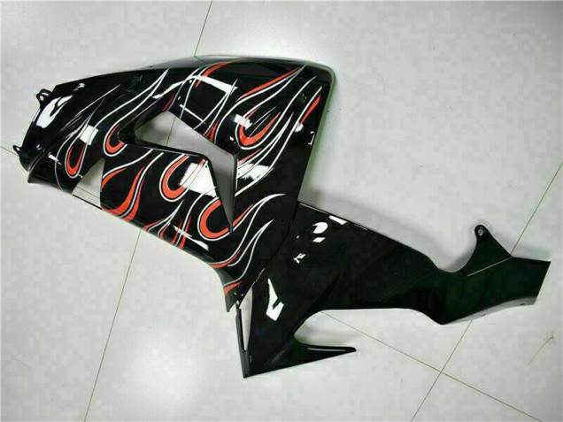 2006-2007 Glossy Black Red Flame Kawasaki ZX10R Motorcycle Fairing Kits