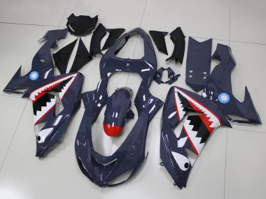 2006-2007 Grey White Red Shark Kawasaki ZX10R Motorcycle Fairings