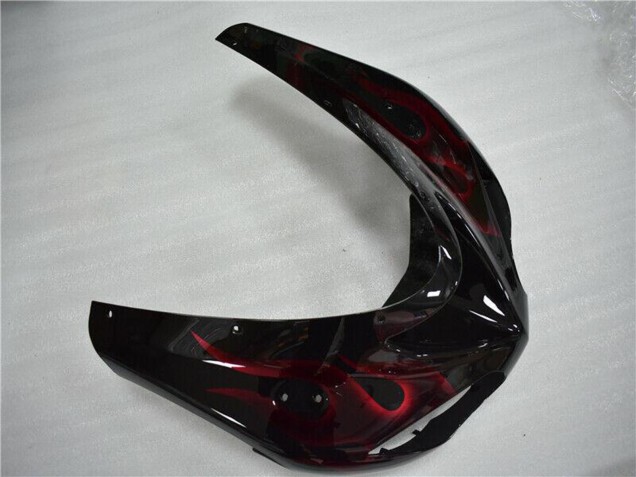 2006-2007 Glossy Black Red Flame Kawasaki ZX10R Motorcycle Fairing