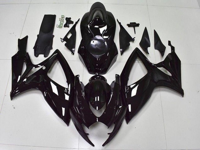 2006-2007 Glossy Black Suzuki GSXR 600/750 Bike Fairings
