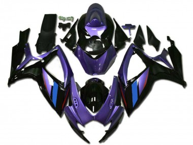 2006-2007 Purple Blue Glossy Black Stripe Suzuki GSXR 600/750 Motorcycle Fairings