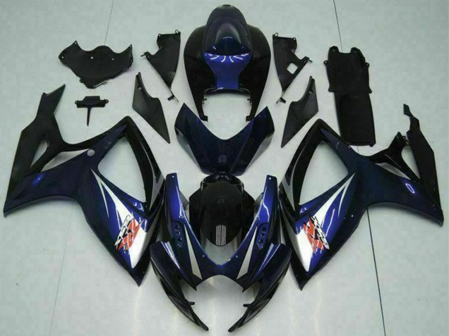 2006-2007 Glossy Black Blue Suzuki GSXR 600/750 Motorcycle Fairings