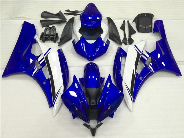 2006-2007 Blue White Black Yamaha YZF R6 Motorcycle Fairings
