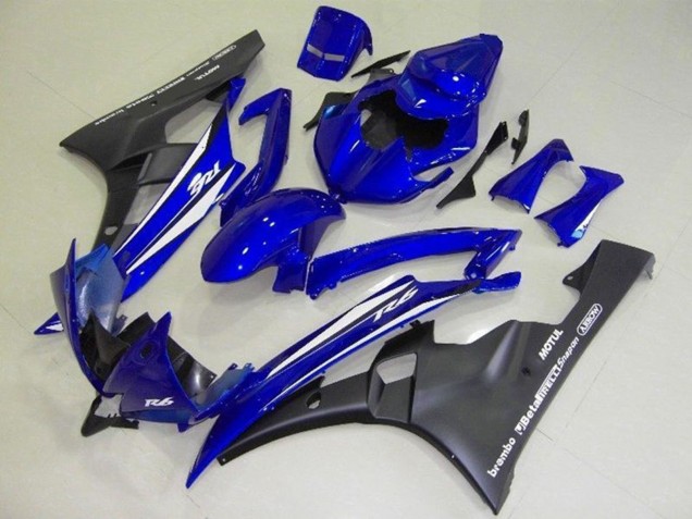 2006-2007 Blue White Matte Black Motul Yamaha YZF R6 Motorcycle Fairings