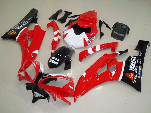 2006-2007 Red White Glossy Black Motul Yamaha YZF R6 Motorcycle Fairings