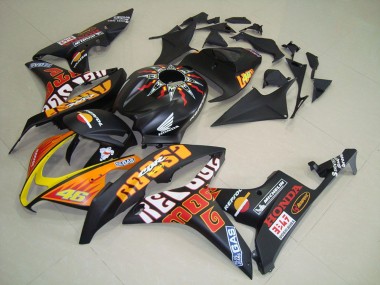 2007-2008 Matte Black Orange Yellow Rossi 46 Honda CBR600RR Motorcycle Fairings