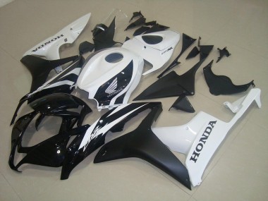 2007-2008 White Glossy Black Matte Black Honda CBR600RR Motorcycle Fairings