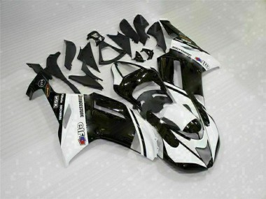 2007-2008 Black White Kawasaki ZX6R Motorcycle Fairings