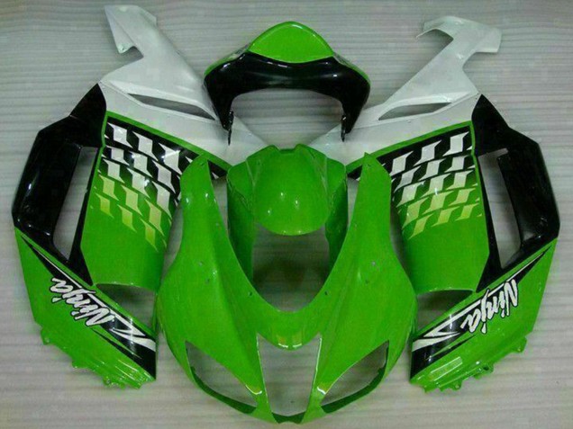 2007-2008 Green White Ninja Kawasaki ZX6R Motorcycle Fairings
