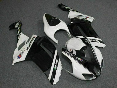 2007-2008 Black White Elf Kawasaki ZX6R Motorcycle Fairings