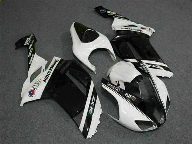 2007-2008 Black White Elf Kawasaki ZX6R Motorcycle Fairings