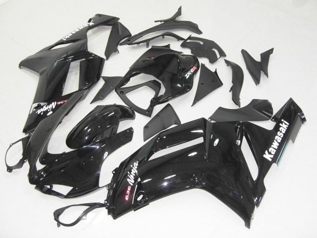 2007-2008 Glossy Black Kawasaki ZX6R Motorcycle Fairings