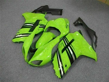 2007-2008 Green Black Kawasaki ZX6R Motorcycle Fairing Kits