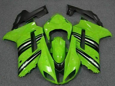 2007-2008 Green Black Kawasaki ZX6R Motorcycle Fairing Kits