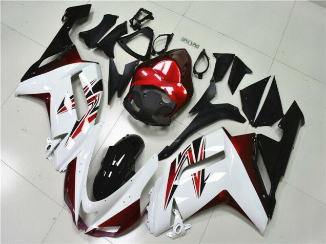 2007-2008 White Black Red Kawasaki ZX6R Motorcycle Fairings