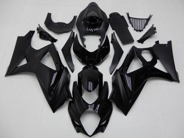 2007-2008 Glossy Black Matte Black No Decal Suzuki GSXR 1000 Motorcycle Fairings