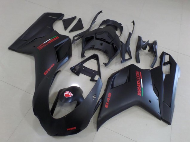 2007-2014 Matte Black Red Ducati 848 Motorcycle Fairings
