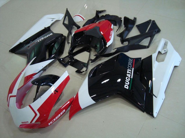 2007-2014 White Red Glossy Black Corse Ducati 1098 Motorcycle Fairings