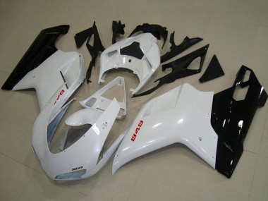 2007-2014 White Glossy Black Ducati 848 Motorcycle Fairings