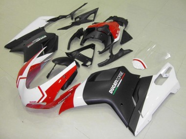 2007-2014 White Red Matte Black Corse Ducati 1098 Motorcycle Fairings
