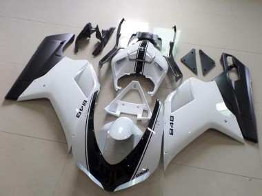2007-2014 White Matte Black Ducati 848 Motorcycle Fairing