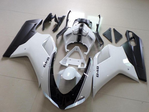 2007-2014 White Matte Black Ducati 848 Motorcycle Fairing