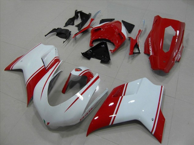 2007-2014 White Red Racing Version Ducati 848 Motorcycle Fairings