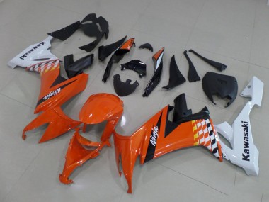 2008-2010 White Orange Black Kawasaki ZX10R Motorcycle Fairings