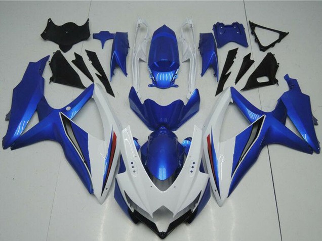 2008-2010 White Blue Suzuki GSXR 600/750 Motorcycle Fairings