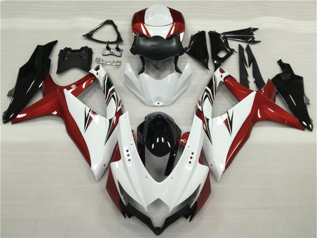 2008-2010 White Red Glossy Black Suzuki GSXR 600/750 Motorcycle Fairings