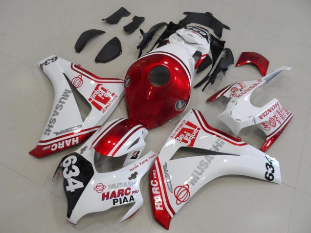 2008-2011 White Red Black HARC Pro PIAA 634 Honda CBR1000RR Motorcycle Fairings