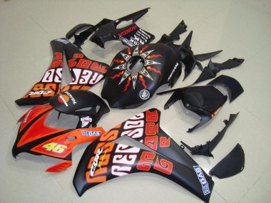 2008-2011 Matte Black Orange Rossi Repsol 46 Honda CBR1000RR Motorcycle Fairings