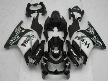 2008-2012 Glossy Black White West Kawasaki EX250 Motorcycle Fairings