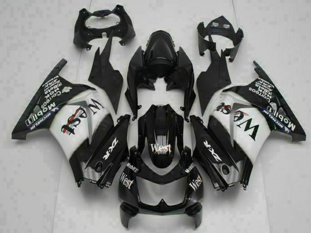 2008-2012 Glossy Black White West Kawasaki EX250 Motorcycle Fairings