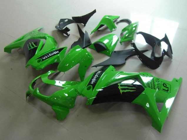 2008-2012 Green Glossy Black Monster Kawasaki ZX250R Motorcycle Fairings