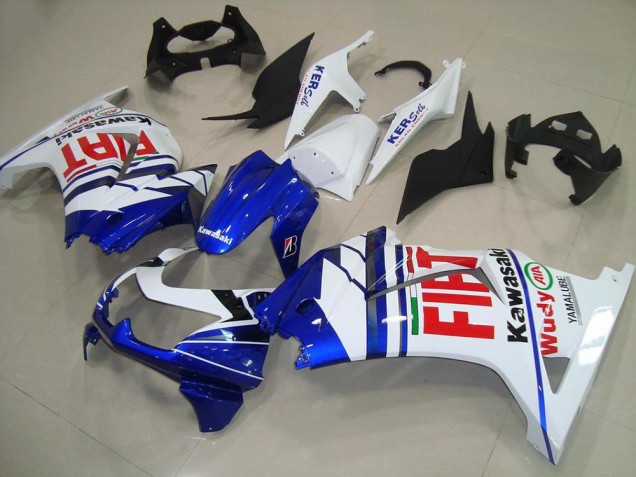 2008-2012 White Blue Red Fiat Kawasaki ZX250R Motorcycle Fairings